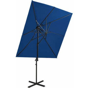 vidaXL Zweefparasol met dubbel dak 250x250 cm azuurblauw