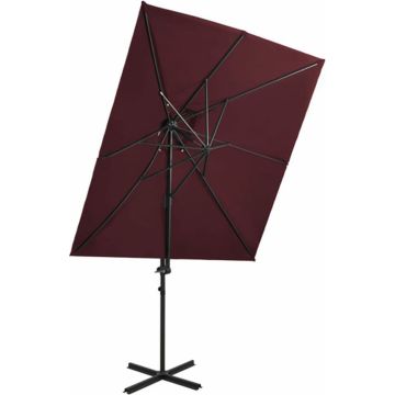 vidaXL Zweefparasol met dubbel dak 250x250 cm bordeauxrood