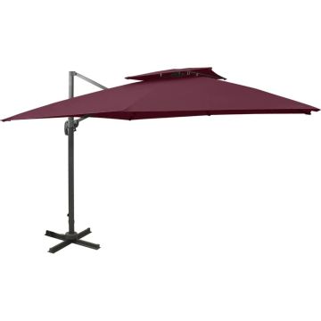 vidaXL Zweefparasol met dubbel dak 300x300 cm bordeauxrood