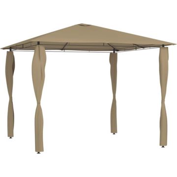 vidaXL Prieel met paalhoezen 160 g/m² 3x3x2,6 m taupe