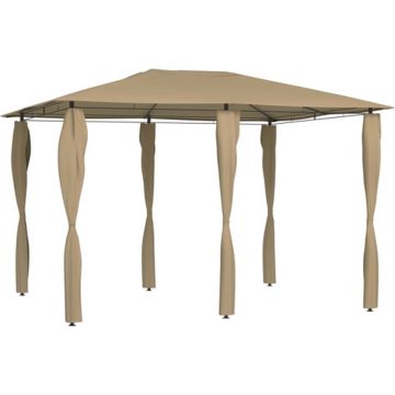 vidaXL Prieel met paalhoezen 160 g/m² 3x4x2,6 m taupe