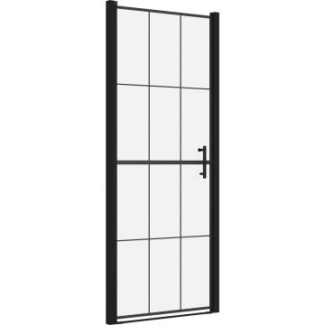 vidaXL Douchedeur 91x195 cm gehard glas zwart