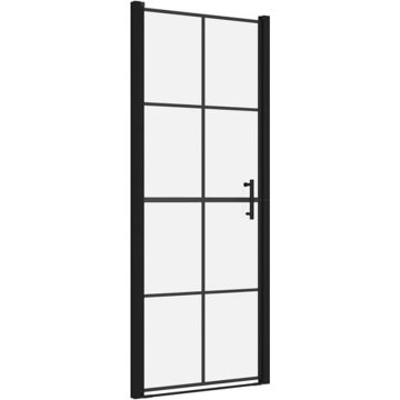 vidaXL Douchedeur 91x195 cm gehard glas zwart