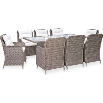 vidaXL 9-delige Tuinset poly rattan zwart