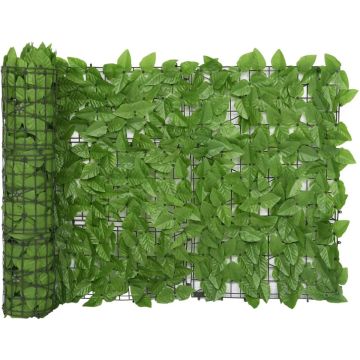 vidaXL Balkonscherm met groene bladeren 400x75 cm