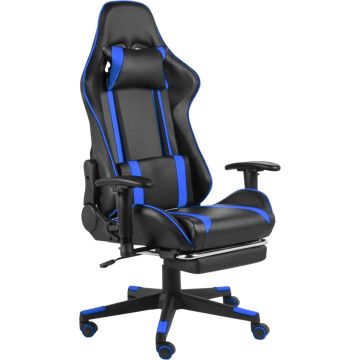 vidaXL Gamestoel draaibaar met voetensteun PVC blauw