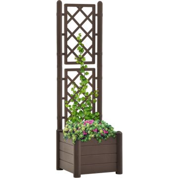 vidaXL Plantenbak met latwerk 43x43x142 cm PP mokka