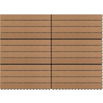 vidaXL Terrastegels 6 st 60x30 cm 1,08 m² HKC bruin