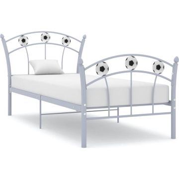 vidaXL Bedframe met voetbaldesign metaal grijs 90x200 cm