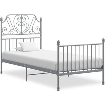 vidaXL Bedframe metaal grijs 90x200 cm