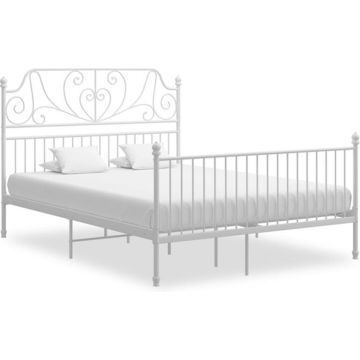 vidaXL Bedframe metaal wit 140x200 cm