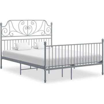 vidaXL Bedframe metaal grijs 140x200 cm