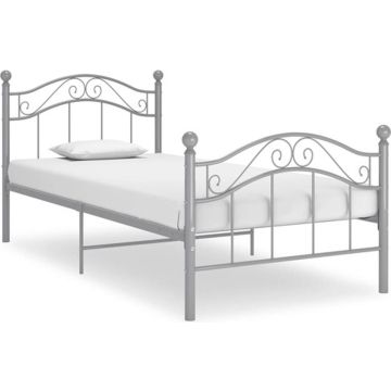 vidaXL Bedframe metaal grijs 90x200 cm