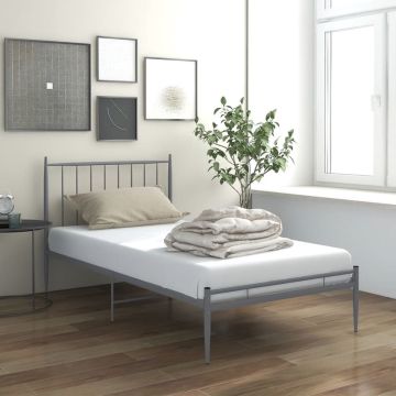 vidaXL Bedframe metaal grijs 90x200 cm