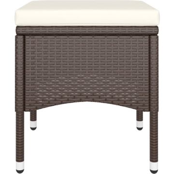 vidaXL 5-delige Loungeset poly rattan bruin