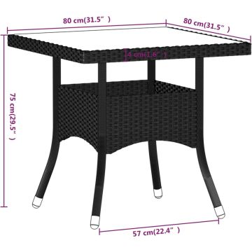 vidaXL 5-delige Tuinset poly rattan en massief acaciahout zwart