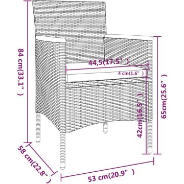 vidaXL 5-delige Tuinset poly rattan en gehard glas grijs