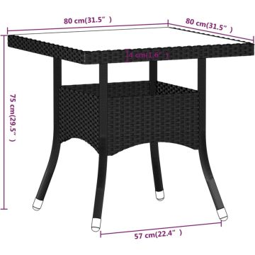 vidaXL 5-delige Tuinset poly rattan en massief acaciahout grijs