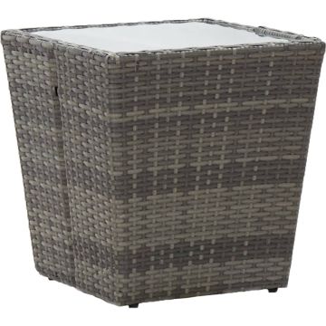 vidaXL 5-delige Bistroset poly rattan en gehard glas grijs