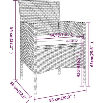 vidaXL 5-delige Bistroset poly rattan en gehard glas beige