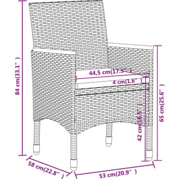 vidaXL 5-delige Loungeset poly rattan zwart