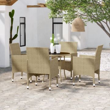 vidaXL 5-delige Tuinset poly rattan beige