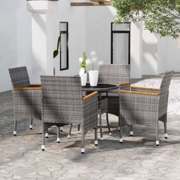 vidaXL 5-delige Tuinset poly rattan grijs