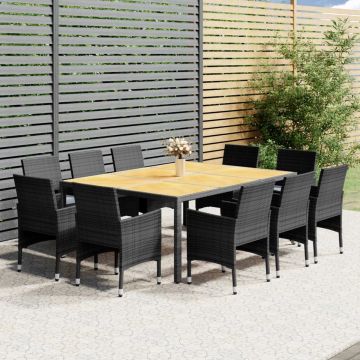 vidaXL 11-delige Tuinset poly rattan grijs