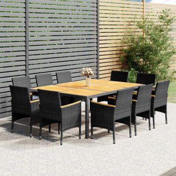 vidaXL 11-delige Tuinset poly rattan grijs