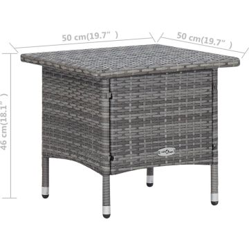 vidaXL 3-delige Loungeset met kussens poly rattan grijs