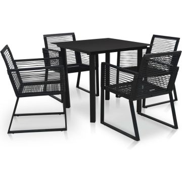 vidaXL 5-delige Tuinset PVC-rattan zwart