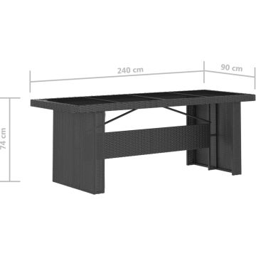 vidaXL 11-delige Tuinset met kussens poly rattan zwart