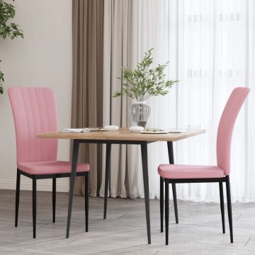 vidaXL Eetkamerstoelen 2 st fluweel roze