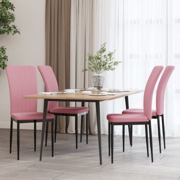 vidaXL Eetkamerstoelen 4 st fluweel roze