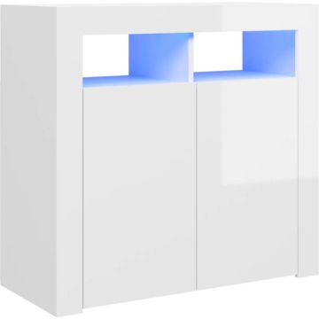 vidaXL Dressoir met LED-verlichting 80x35x75 cm hoogglans wit