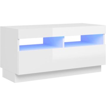 vidaXL Tv-meubel met LED-verlichting 80x35x40 cm hoogglans wit