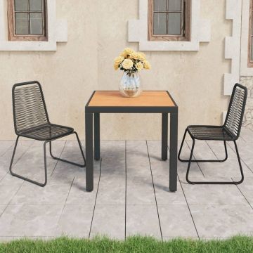 vidaXL 3-delige Tuinset PVC-rattan zwart en bruin