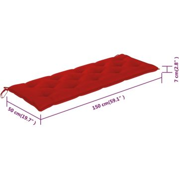 vidaXL Tuinbank 3-zits met kussen 150 cm massief eucalyptushout