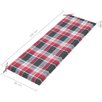 vidaXL Tuinbank 3-zits met kussen 150 cm eucalyptushout grijs