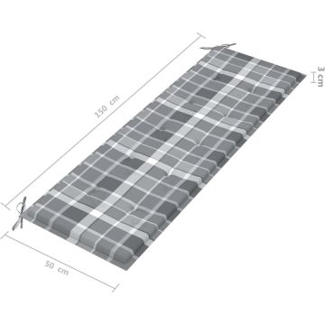 vidaXL Tuinbank 3-zits met kussen 150 cm eucalyptushout grijs