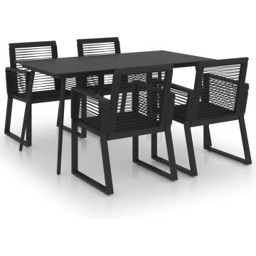 vidaXL 5-delige Tuinset PVC-rattan zwart