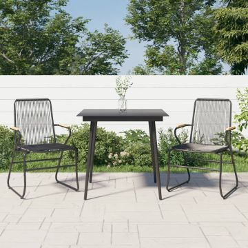 vidaXL 3-delige Tuinset PVC-rattan zwart