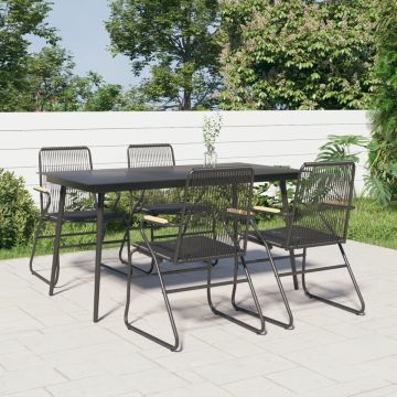 vidaXL 5-delige Tuinset PVC-rattan zwart