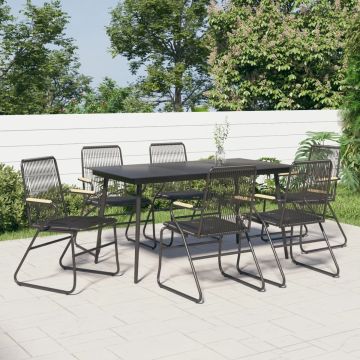 vidaXL 7-delige Tuinset PVC-rattan zwart