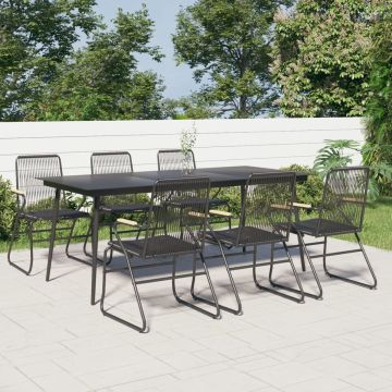 vidaXL 7-delige Tuinset PVC-rattan zwart