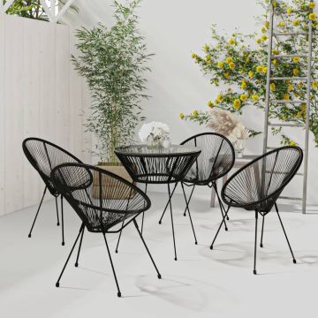 vidaXL 5-delige Tuinset PVC-rattan zwart