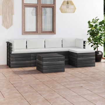 vidaXL 6-delige Loungeset met kussens pallet massief grenenhout