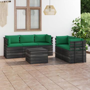 vidaXL 6-delige Loungeset met kussens pallet massief grenenhout