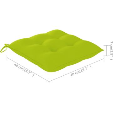 vidaXL Tuinstoelen 4 st met heldergroene kussens massief teakhout