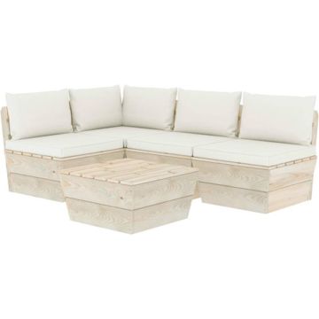 vidaXL 5-delige Loungeset met kussens pallet vurenhout